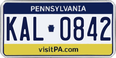 PA license plate KAL0842