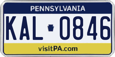 PA license plate KAL0846
