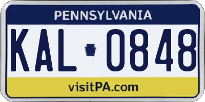 PA license plate KAL0848
