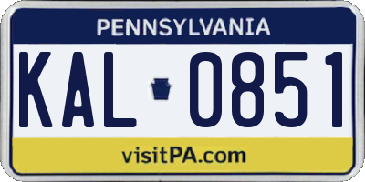 PA license plate KAL0851
