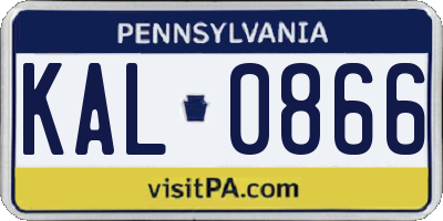 PA license plate KAL0866
