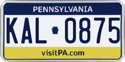 PA license plate KAL0875