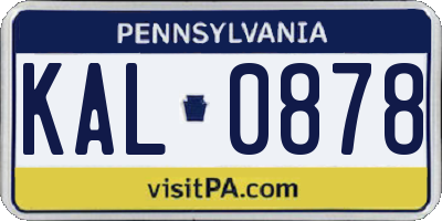 PA license plate KAL0878