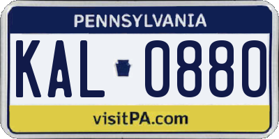PA license plate KAL0880
