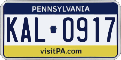 PA license plate KAL0917