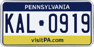 PA license plate KAL0919