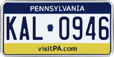 PA license plate KAL0946