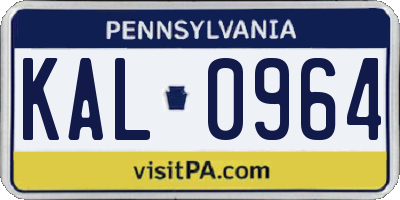 PA license plate KAL0964