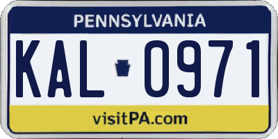 PA license plate KAL0971