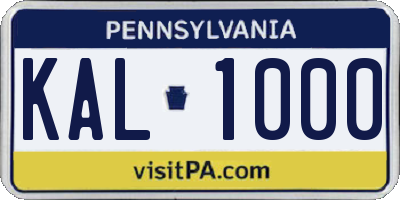 PA license plate KAL1000