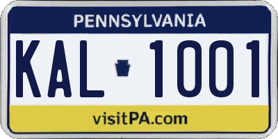 PA license plate KAL1001