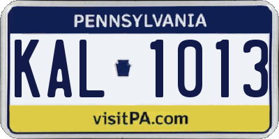 PA license plate KAL1013