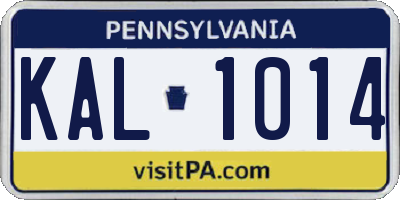 PA license plate KAL1014