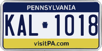 PA license plate KAL1018
