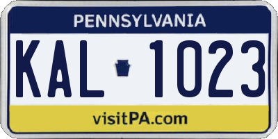 PA license plate KAL1023