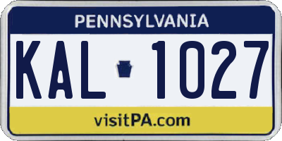PA license plate KAL1027