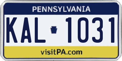 PA license plate KAL1031
