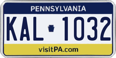 PA license plate KAL1032
