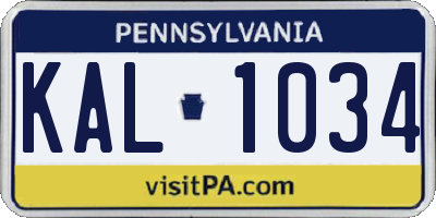 PA license plate KAL1034