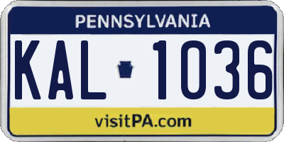 PA license plate KAL1036