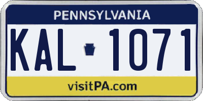 PA license plate KAL1071