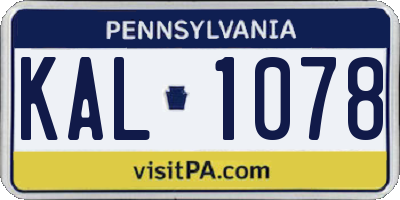 PA license plate KAL1078