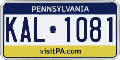 PA license plate KAL1081