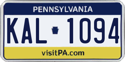 PA license plate KAL1094