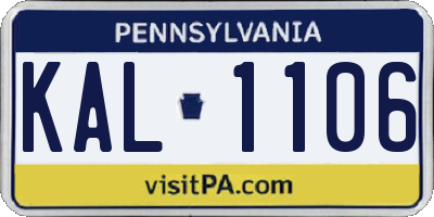 PA license plate KAL1106