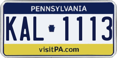 PA license plate KAL1113