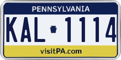 PA license plate KAL1114