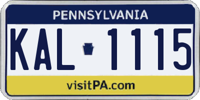PA license plate KAL1115