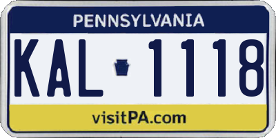 PA license plate KAL1118
