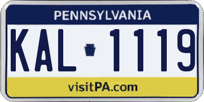 PA license plate KAL1119