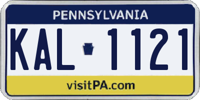 PA license plate KAL1121