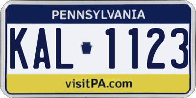 PA license plate KAL1123