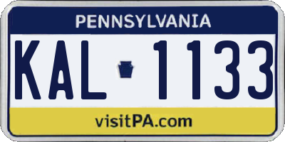PA license plate KAL1133