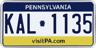 PA license plate KAL1135