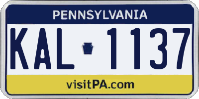 PA license plate KAL1137