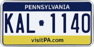 PA license plate KAL1140