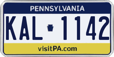 PA license plate KAL1142