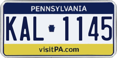 PA license plate KAL1145