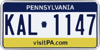 PA license plate KAL1147