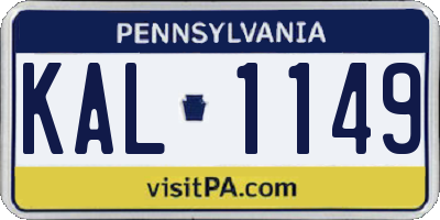 PA license plate KAL1149