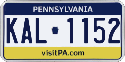 PA license plate KAL1152