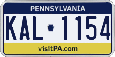 PA license plate KAL1154