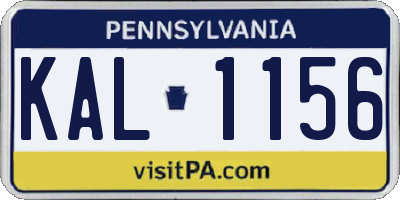 PA license plate KAL1156