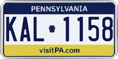PA license plate KAL1158