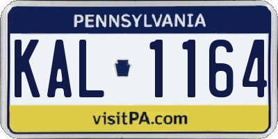 PA license plate KAL1164