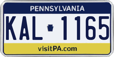 PA license plate KAL1165